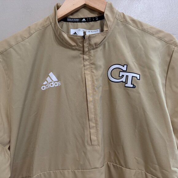 Adidas Georgia Tech Yellow Jackets 1/4 Zip Team Issue Jacket Mens H48239 NEW - Picture 2 of 11